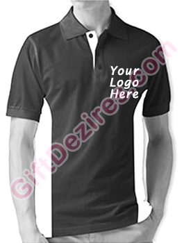 Designer Black Melange and White Color Polo T Shirts With Company Logo